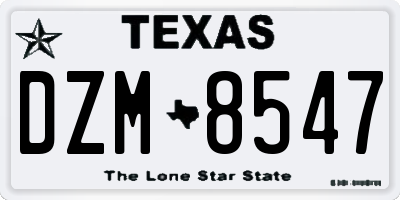 TX license plate DZM8547