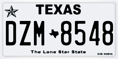 TX license plate DZM8548
