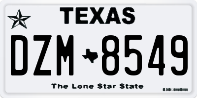 TX license plate DZM8549