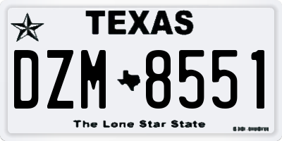 TX license plate DZM8551