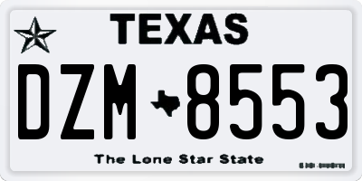 TX license plate DZM8553