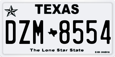 TX license plate DZM8554