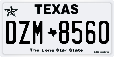 TX license plate DZM8560