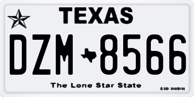 TX license plate DZM8566