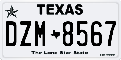 TX license plate DZM8567