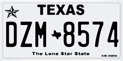 TX license plate DZM8574