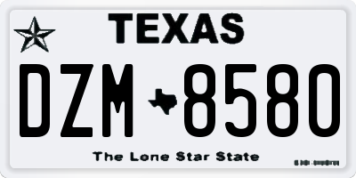TX license plate DZM8580
