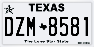 TX license plate DZM8581