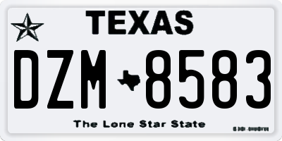 TX license plate DZM8583
