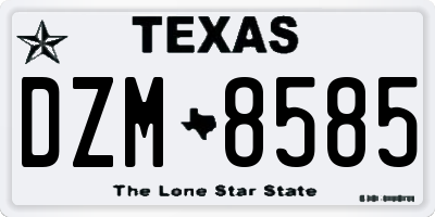 TX license plate DZM8585