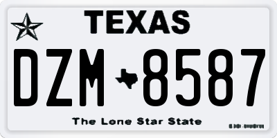 TX license plate DZM8587