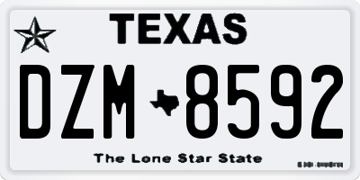 TX license plate DZM8592