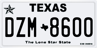 TX license plate DZM8600
