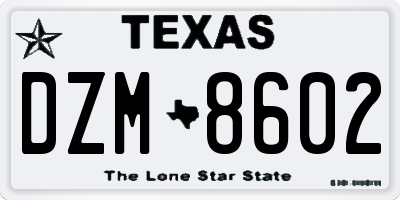 TX license plate DZM8602
