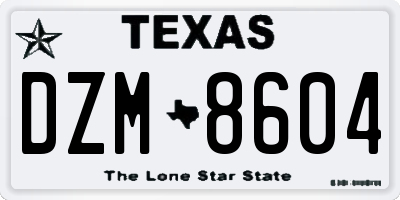 TX license plate DZM8604
