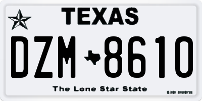 TX license plate DZM8610