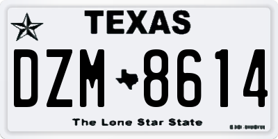 TX license plate DZM8614