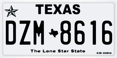 TX license plate DZM8616