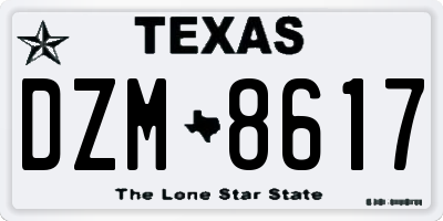 TX license plate DZM8617