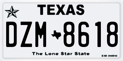 TX license plate DZM8618