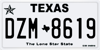 TX license plate DZM8619