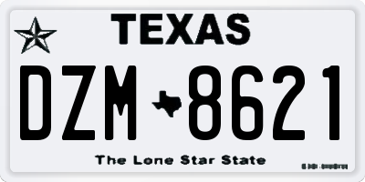 TX license plate DZM8621