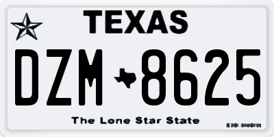 TX license plate DZM8625