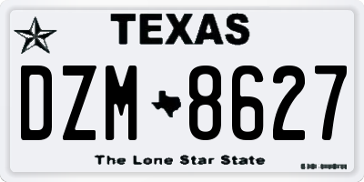 TX license plate DZM8627