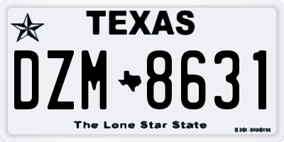 TX license plate DZM8631