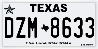 TX license plate DZM8633