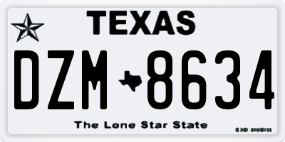TX license plate DZM8634