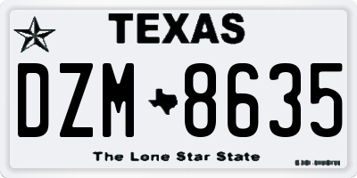 TX license plate DZM8635