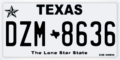 TX license plate DZM8636