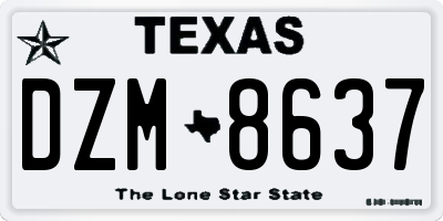 TX license plate DZM8637
