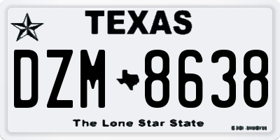 TX license plate DZM8638