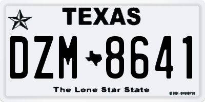 TX license plate DZM8641