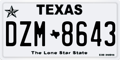 TX license plate DZM8643