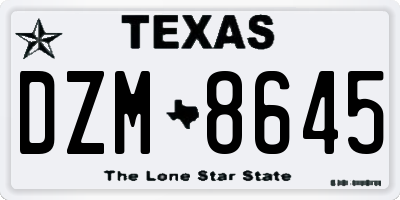 TX license plate DZM8645