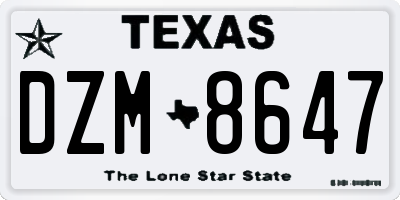 TX license plate DZM8647