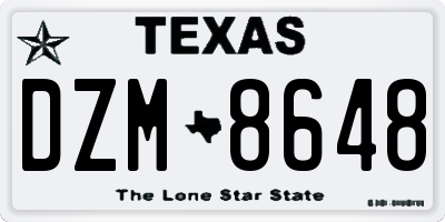 TX license plate DZM8648