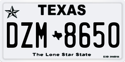 TX license plate DZM8650