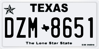 TX license plate DZM8651