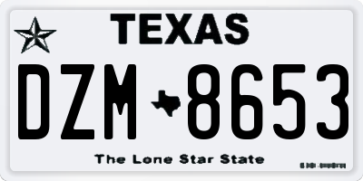 TX license plate DZM8653