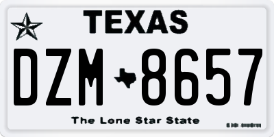 TX license plate DZM8657