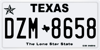 TX license plate DZM8658