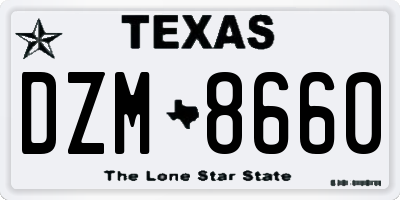 TX license plate DZM8660