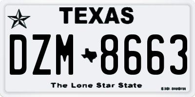 TX license plate DZM8663