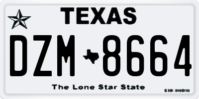 TX license plate DZM8664