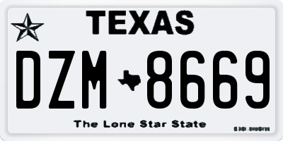TX license plate DZM8669