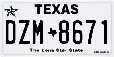 TX license plate DZM8671